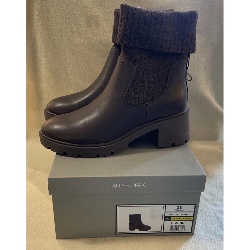 New Fall's Creek Women's Ophelia Roe Brown Harlow Sweater Cuff Cozy Boot Size 10